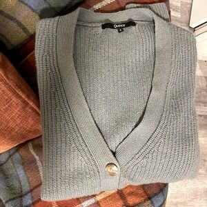 Quince 100% Mongolian Cashmere Oversized Boyfriend Cardigan - Slate Blue